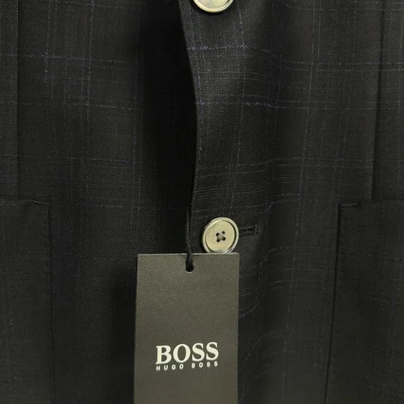 Hugo Boss Janson 6 Lanificio Tesse Biella Wool Navy Blue 2 Button Blazer Sz 42R - Picture 3 of 16